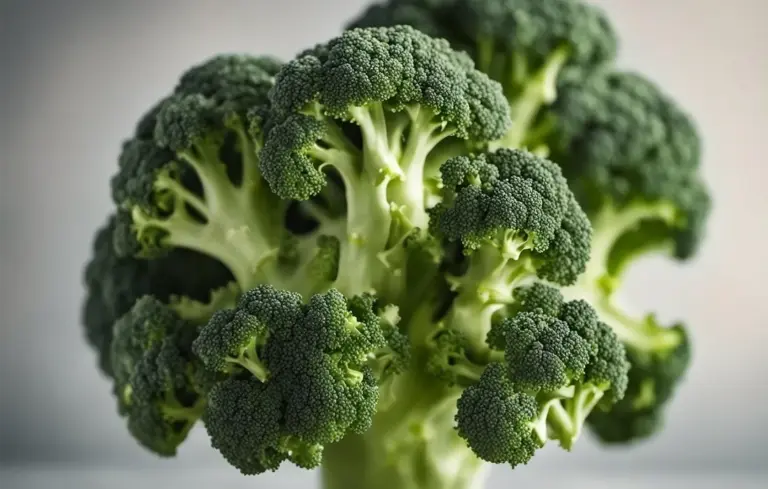 Close-up of fresh broccoli florets with green stems